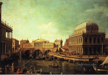 ヴェチェンツァ大聖堂とリアルト橋カナレット Oil Paintings